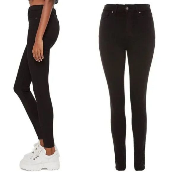 Topshop Moto Jamie High Waisted Skinny Jeans - size 25 in Black - Picture 2 of 14